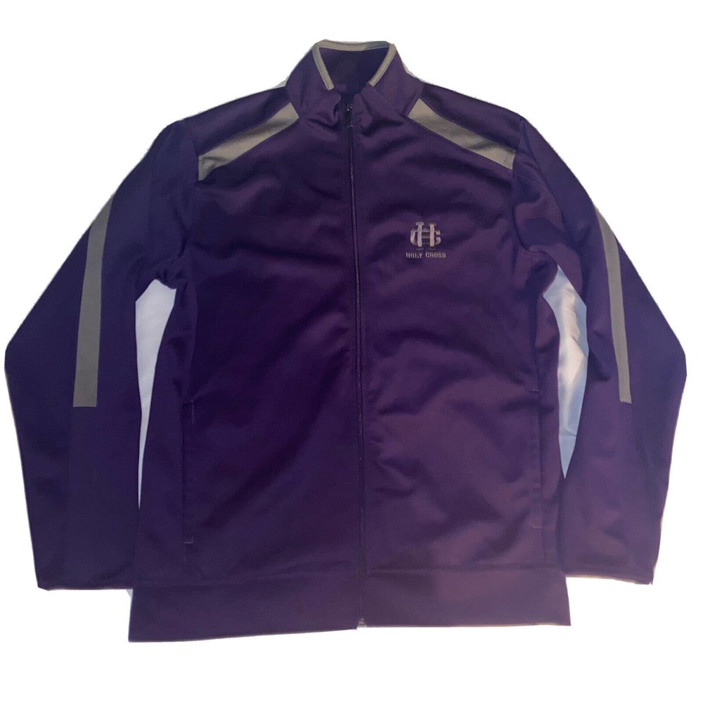ANTIGUA Flight Heavy Interlock Full Zip Jacket Purple Men Size Large‎ Holy Cross